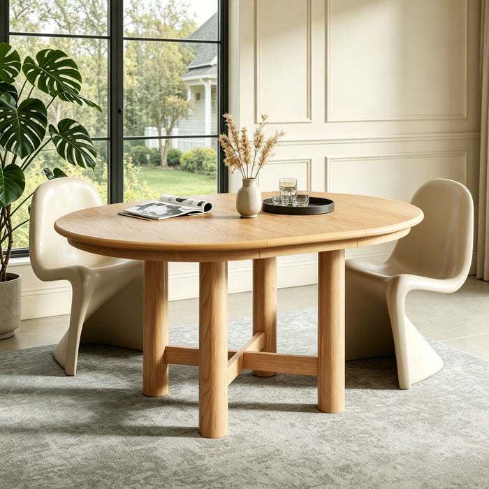 Extendable Oval Dining Table With Leaf
