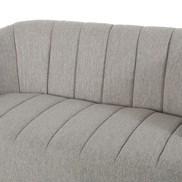 Modern Loveseat With Channel Stitching And Iron Legs - Light Gray