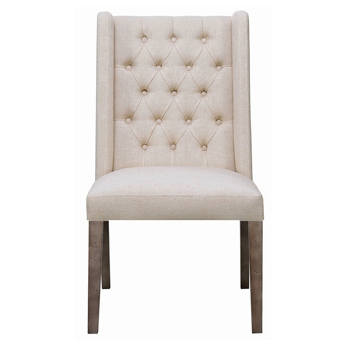 Jorvin - 5 Piece Dining Set With Table And Button Tufted Wingback Chairs - Honey