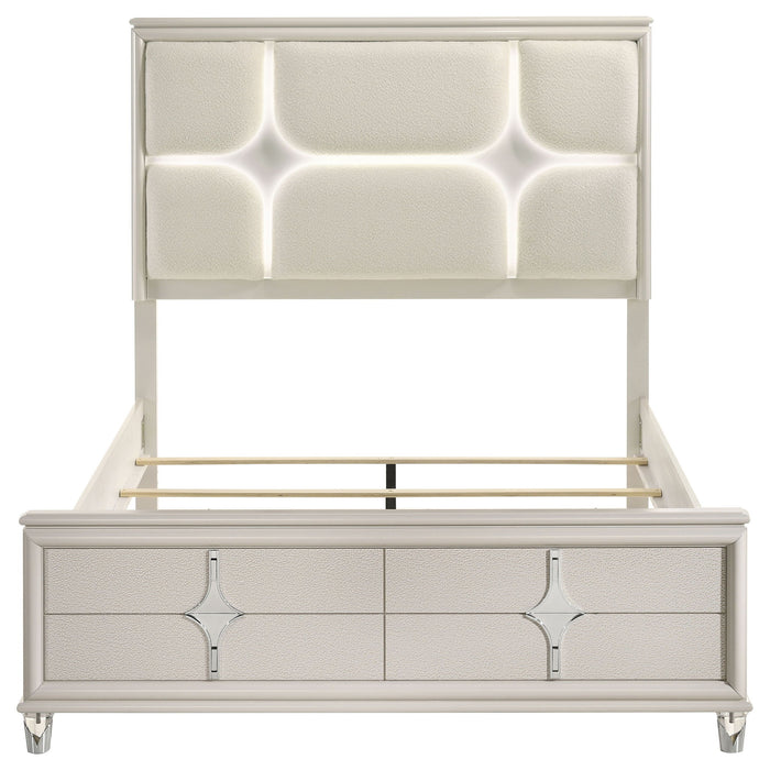 Gwendolyn - Queen Panel Bed With LED Headboard - White