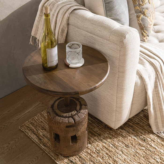 Amira - Large Round Accent Table - Dark Brown