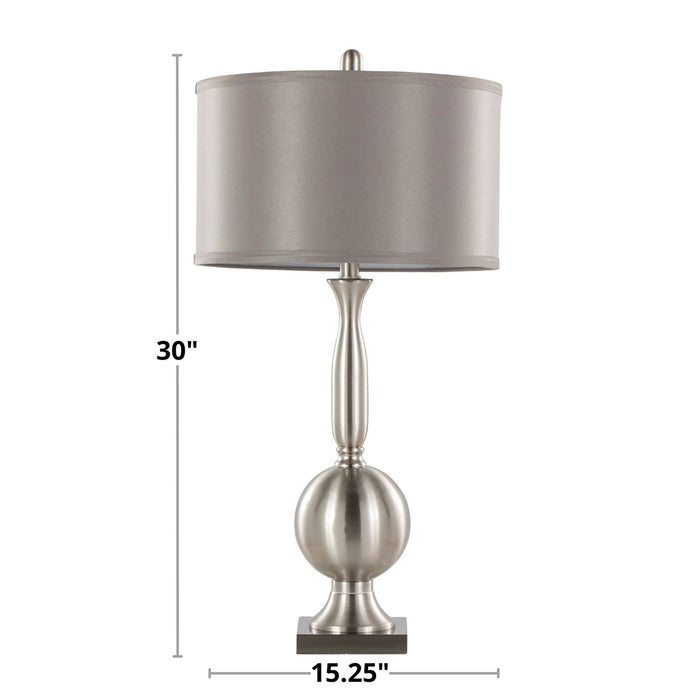 Joan - Contemporary Table Lamp (Set of 2) - Nickel / Gray Satin
