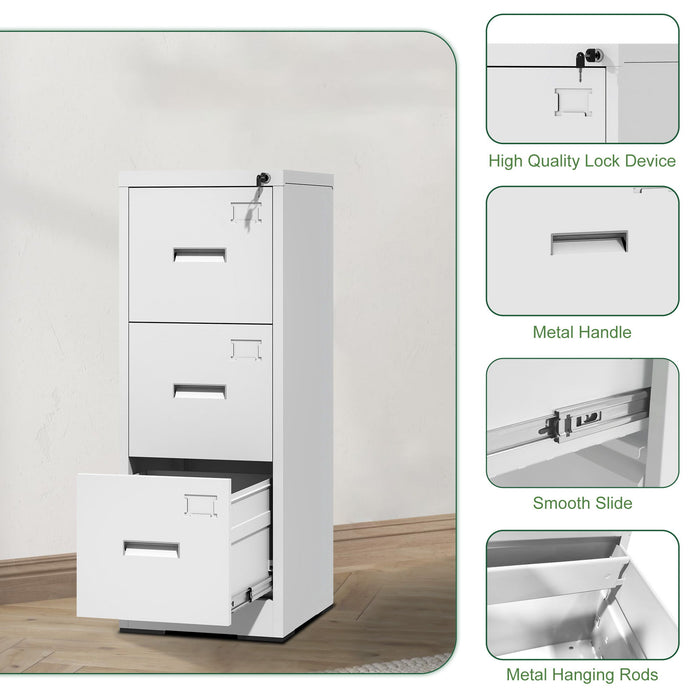 Modern Drawer Metal Vertical File Cabinet With Lock And Card Slot For Office