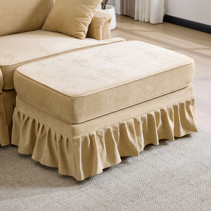 Cloud Sofa With Removable Ruffled Skirt With Ottoman And Flared Arms