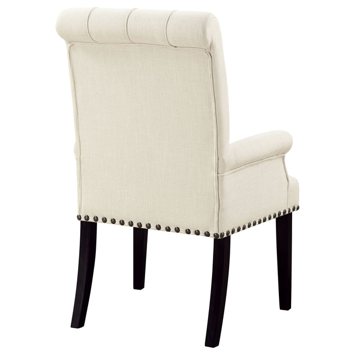 Vaughn - Upholstered Dining Chair With Tapered Legs And Nailhead Trim - Beige