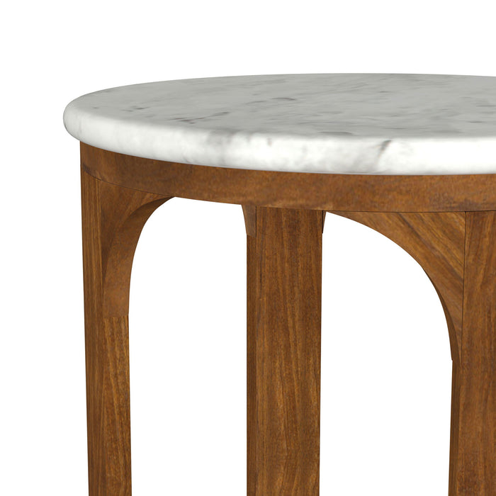 Eaton - Round Side Table - Brown / White