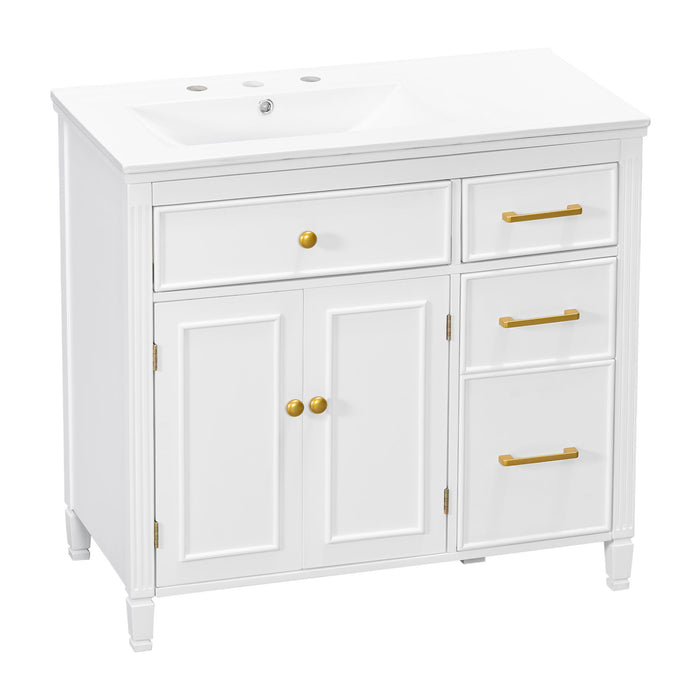 Bathroom Vanity With Sink Top, 3 Soft Closing Drawers