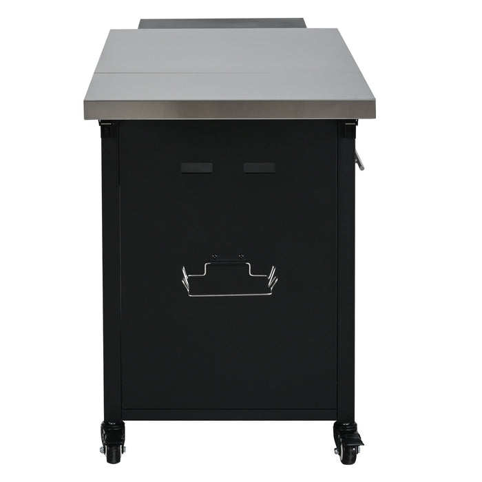 Foldable Outdoor Prep Station BBQ Cart With Trash Rack