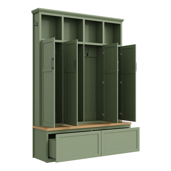 Hall Tree With 4 Hidden Cabinets