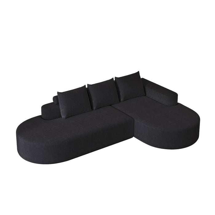 Modern Curved Sofa, L-Shaped Modular Sectional Set With 3 Pillows