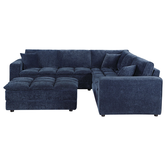 Azure - 6 Piece Upholstered Modular Sectional Sofa - Blue