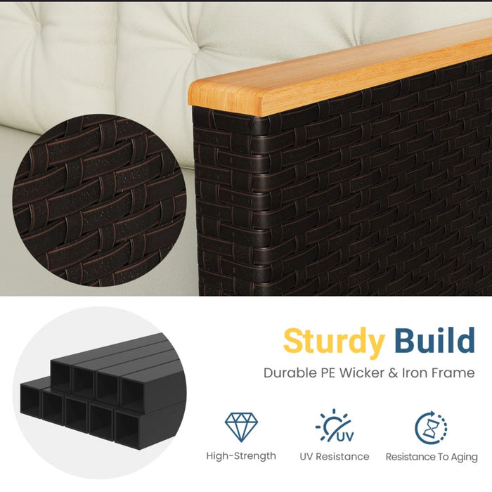 L-Shaped Patio Set With Cushions And Storage Table