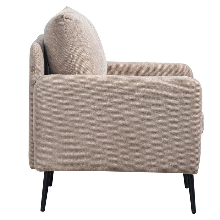 Contemporary Accent Chair With Metal Legs, Comfy Chenille Fabric Armchair