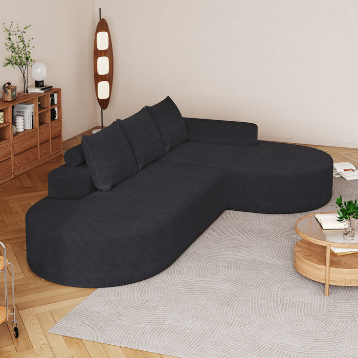 Modern Curved Sofa, L-Shaped Modular Sectional Set With 3 Pillows