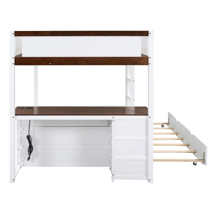 Bunk Bed With Twin Size Trundle, Storage And Desk