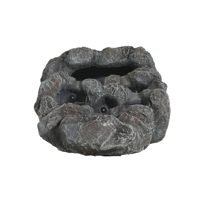 Concrete Rock Waterfall Fountain With LED Lights, Outdoor Garden Decor