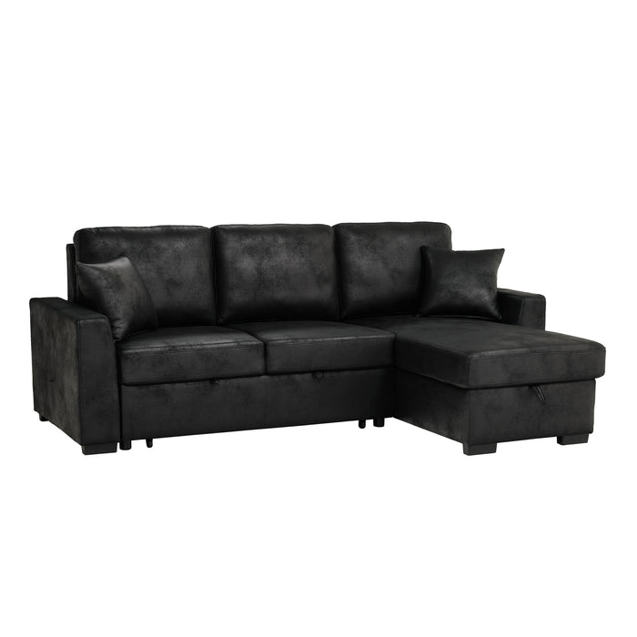 Upholstered Sectional With Pull-Out Bed And Chaise Storage