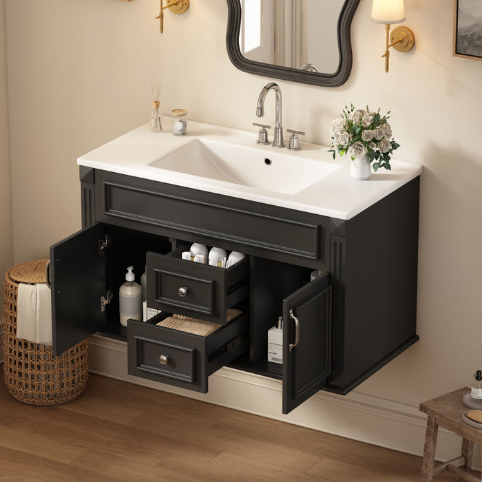 French Simple Style Wall Mounted Bathroom Cabinet With Sink