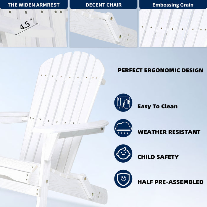 Lounge Patio Chair For Garden Outdoor Wooden Folding Adirondack Chair (Set of 2) Solid Cedar Wood Lounge Patio Chair For Garden