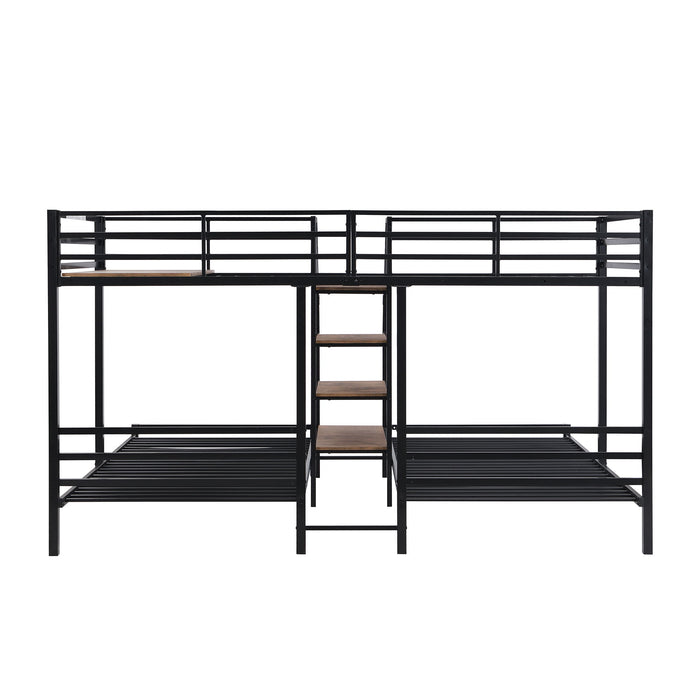 Metal Bunk Bed With Storage Shelves Staircase