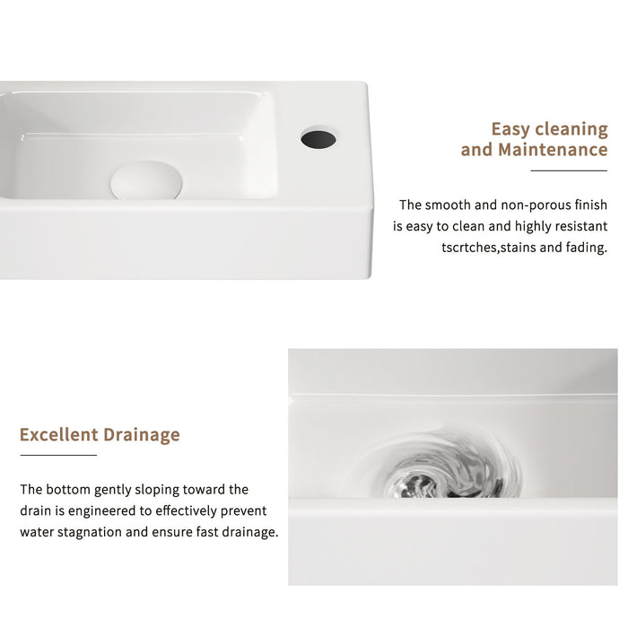 Wall Mounted Bathroom Sink With Faucet And Drain