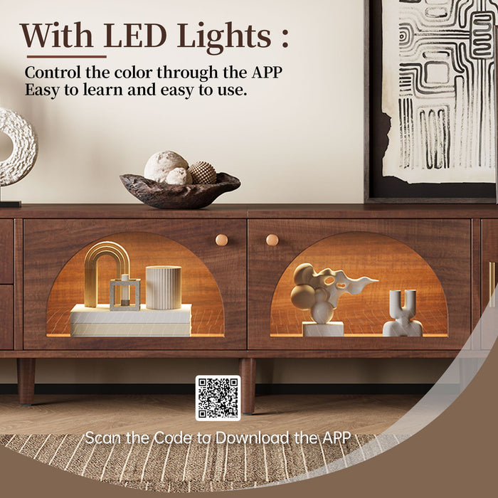 TV Stand With App-Controlled LED Lights, 2 Drawers & Door Storage