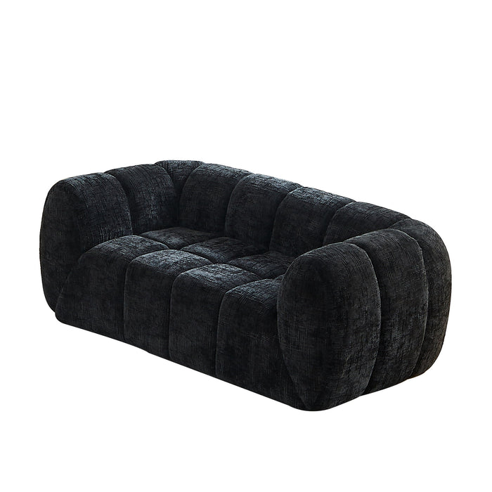 Quilted Cloud Sofa With Rounded Armrests And Piano Key Backrest Design