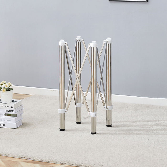 Simple Silver Stainless Steel Folding Table Frame Multifunctional Space Saving Design.Separate Folding Table Legs That Can Be Paired With Various Sizes And Styles Of Tabletops - Silver