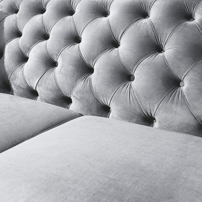 2 Seater Sofa With Button Tufted Diamond Grid & 2 Pillows For Living Room