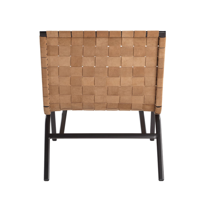 Camden - Woven Accent Chair With Basket Weave Design Metal Frame - Brown