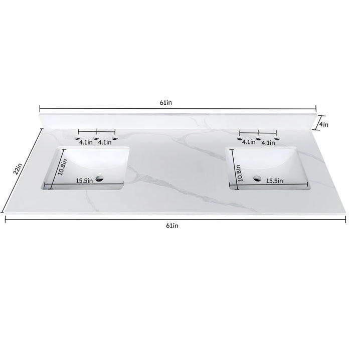 Bathroom Vanity Top With Undermount Sink, 3 Pre Drilled Holes