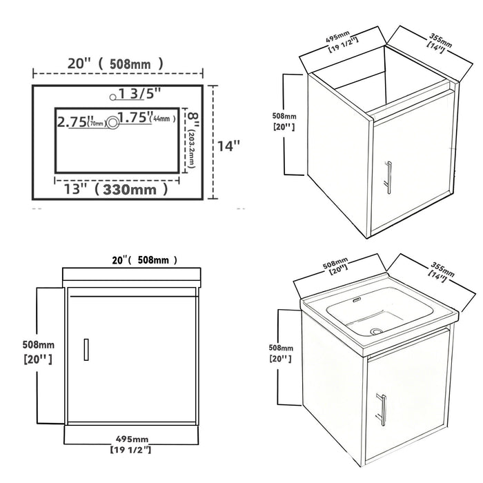 20" Floating Bathroom Vanity Combo With Wall Cabinet, Ceramic Sink & Soft Close Doors - White