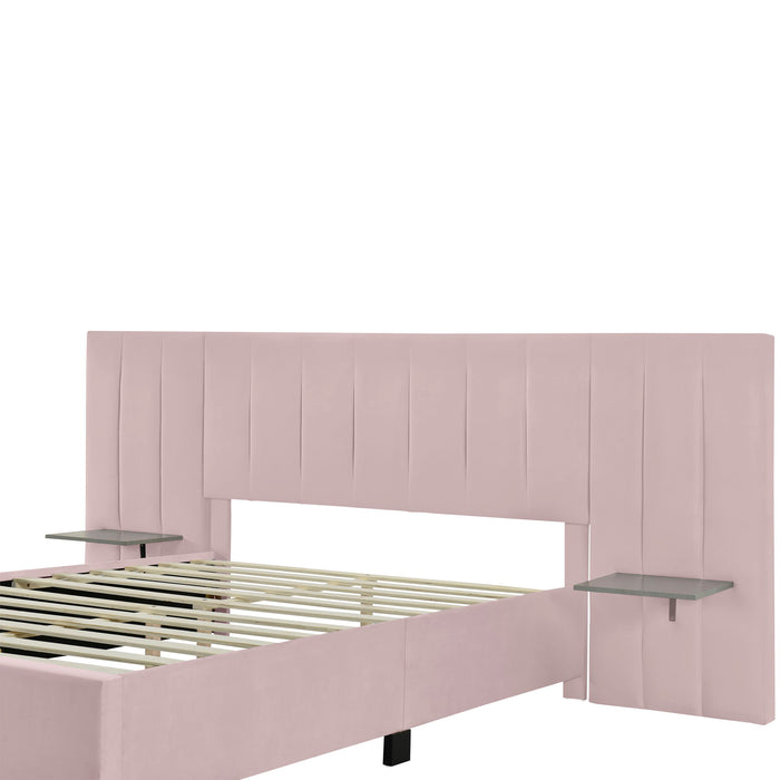 Upholstered Platform Bed With Big Headboard