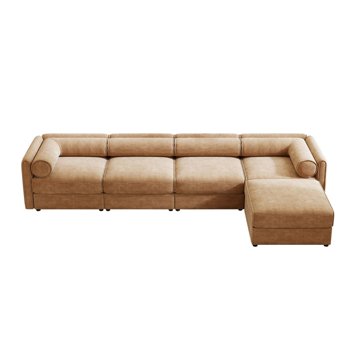 Contemporary Elegant White Chenille Sofa With Storage And Ottoman