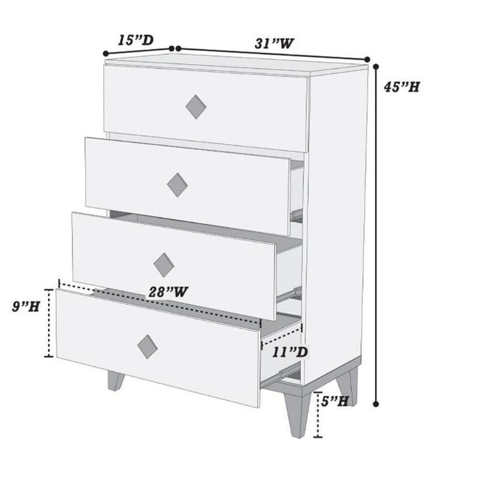 Bedroom Chest Of Drawers With 4 Drawer Storage - Gray / Gray