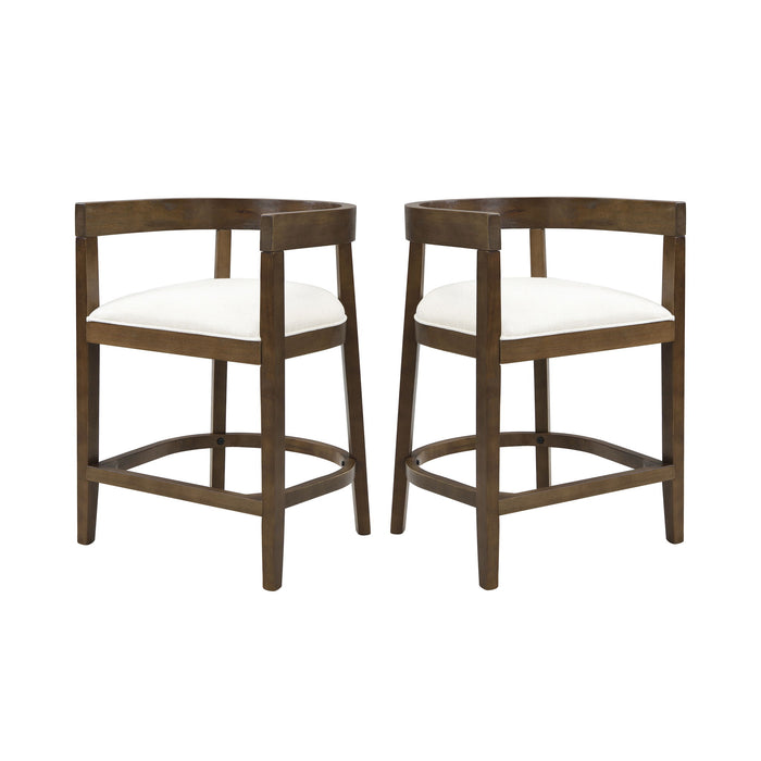 Modern Rubberwood Counter Stool Set With Upholstered Seats