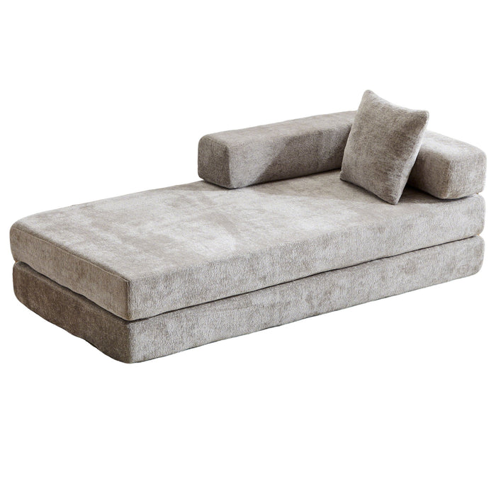 Convertible Floor Sofa Bed With Pillow Back Support Armrest