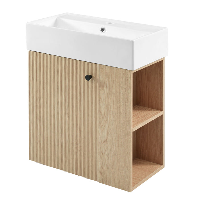 Modern Floating Bathroom Vanity With Ceramic Basin Perfect For Small Bathrooms