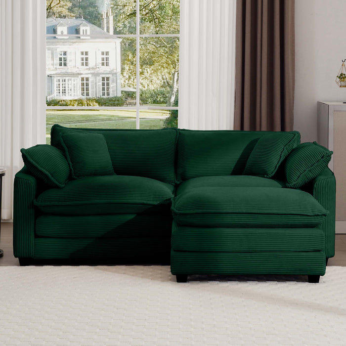 Modern Modular Cushion Sofa With Ottoman, Low Back, Deep Seating Sofa Set