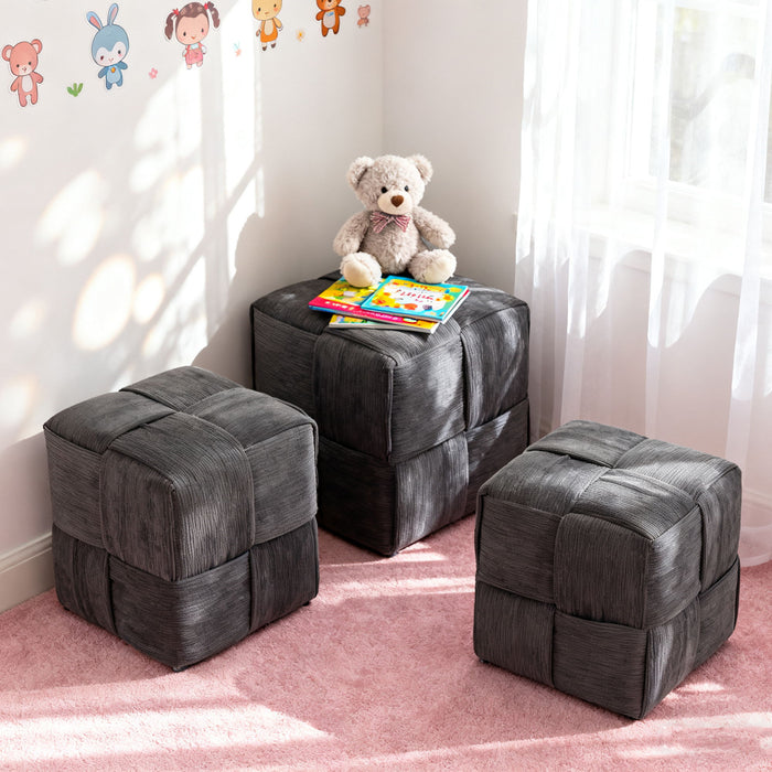 Modern Ottoman Foot Rest With Woven Design