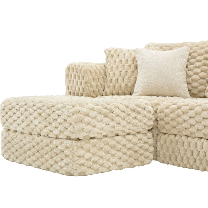 Modular Sectional Sofa, Boneless Couch With 2 Movable Ottomans