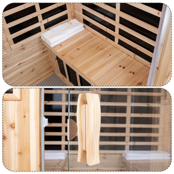 4 Person Old Fir Far Infrared Outdoor Sauna Room - Natural