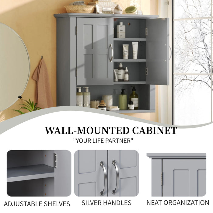 Multi Functional Wall Mounted Cabinet With Adjustable Shelves For Bathroom