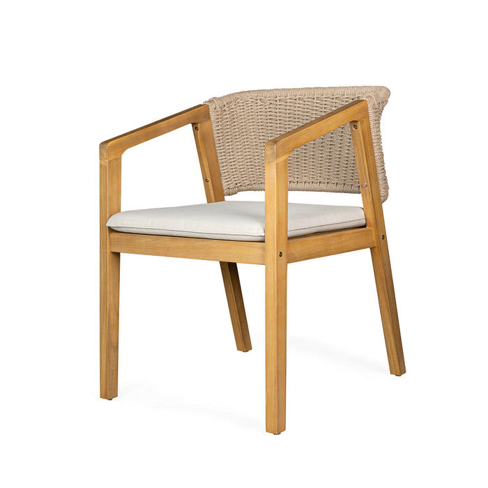 7 Piece Outdoor Dining Set With Rectangular Table And 6 Arm Chairs - Beige / Brown / Brown Mix / Light Teak