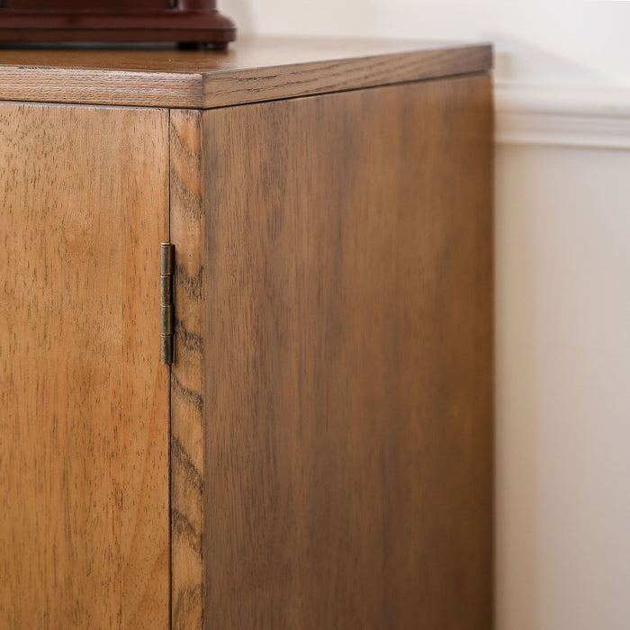 2 Door Accent Storage Cabinet With Floral Design, Sideboard For Living Room - Dark Brown
