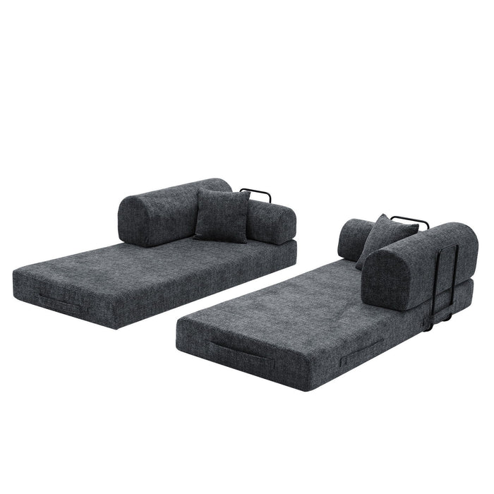 Modern 2 Tone Fabric Convertible Sleeper Sofa Bed