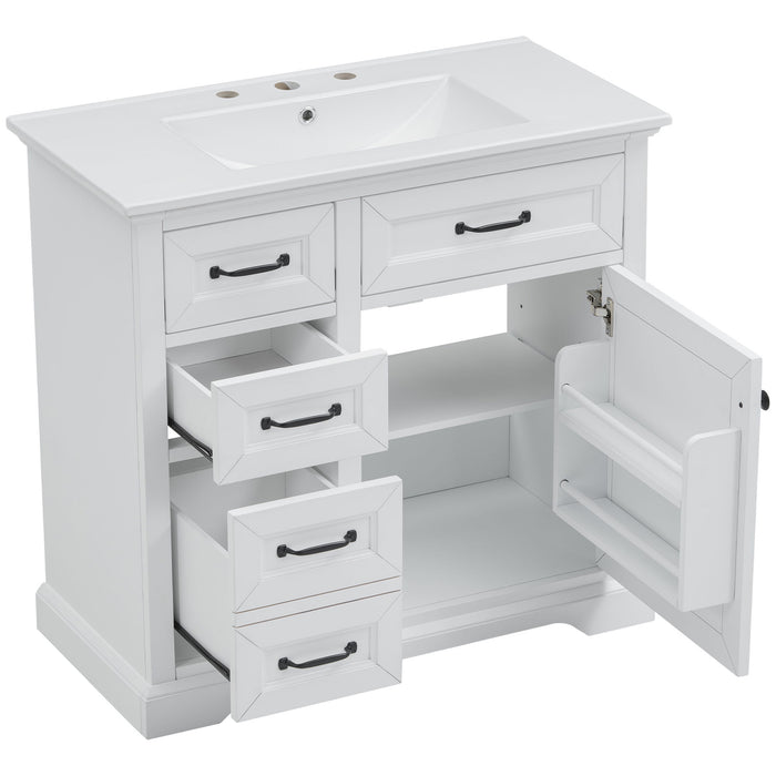 Modern Bathroom Vanity With Sink Top, 4 Drawers And 1 Soft-Close Door