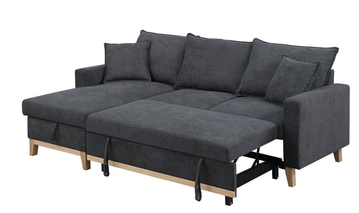 Colton - Reversible Sleeper Sectional Sofa With Storage Chaise - Dark Gray