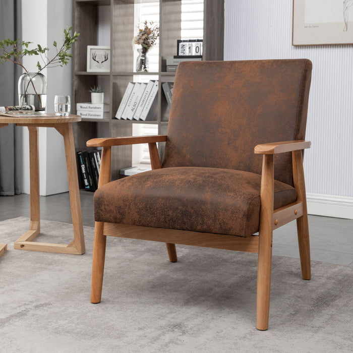 Wide Arm Chair - Light Brown