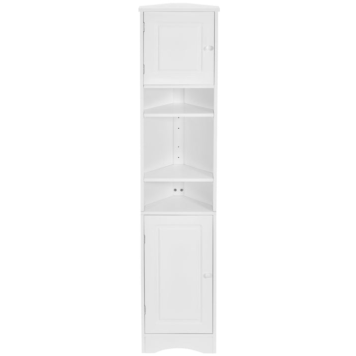Multi Functional Corner Cabinet With Adjustable Shelves And 2 Doors